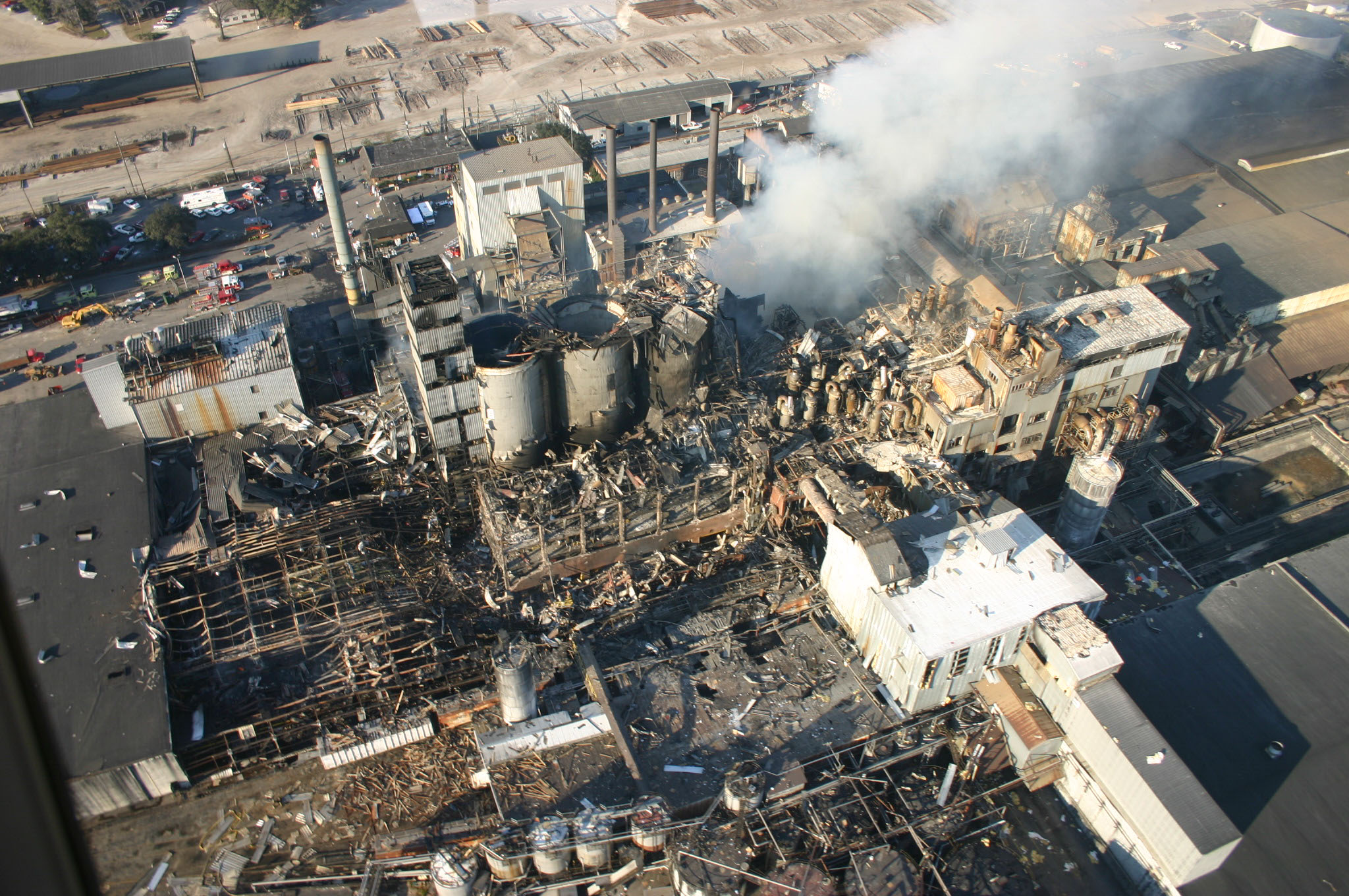 The aftermath of a combustible dust explosion in the US